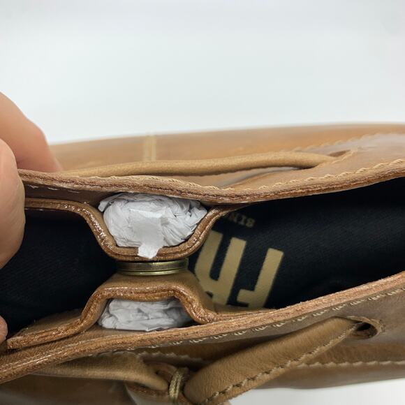 Frye Leather Handbags Melissa Drawstring Hobo Bag Brown Beige Color Purse (NWT) - Picture 8 of 16